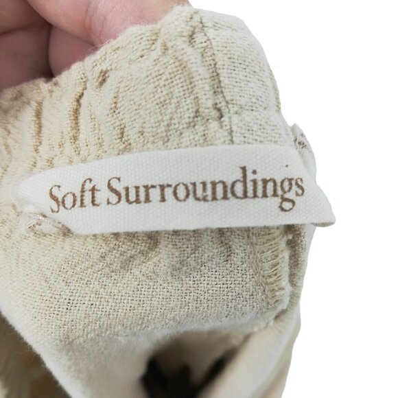 Soft Surroundings Wide Leg Cotton Lace Pants Size 1X Plus Lagonlook Tan Crochet - Picture 2 of 9